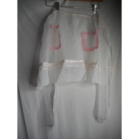 Vintage Handmade Other - Vintage sheer pink white Half Apron Handmade Estate Find Gifting Bachelorette